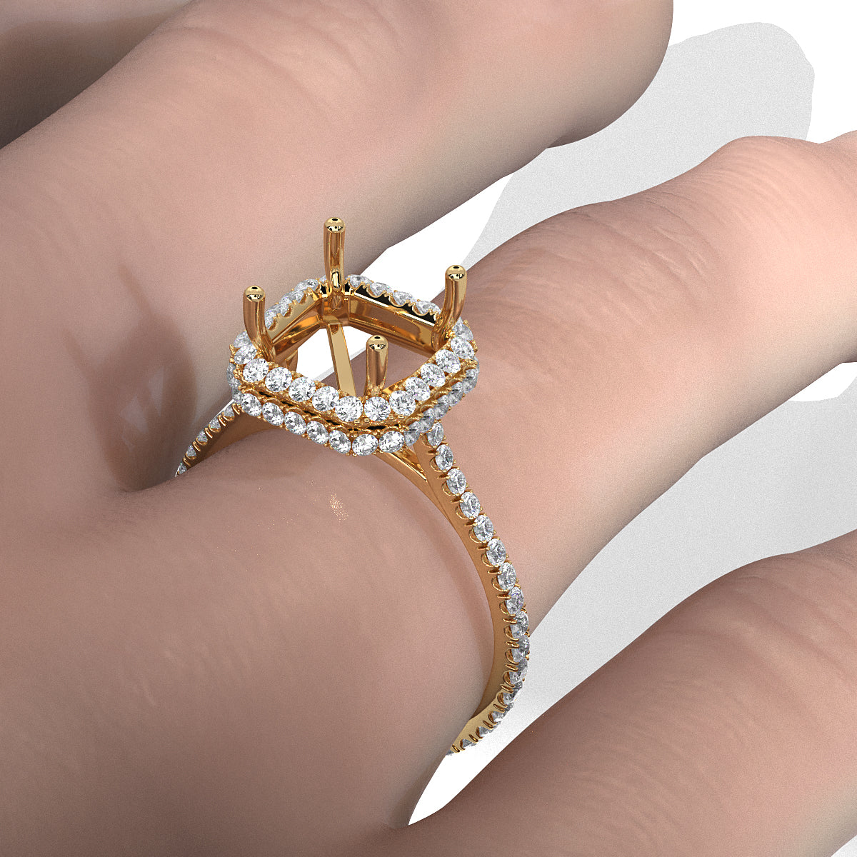 Double Halo Semi Mount Lab Grown Diamond Engagement Ring 0.53 Ct.